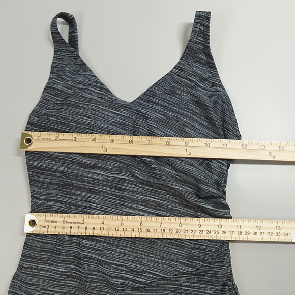 Speedo Swimsuit One Piece Womens 6 Gray Striped Ruched Comfort Modest - Picture 13 of 16